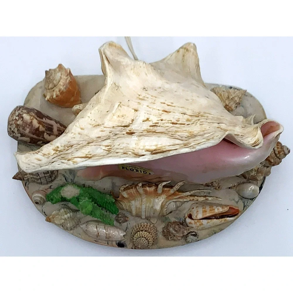 Vtg 50s Pink Conch Seashell Night Table Lamp Light Kitschy Tiki Florida Souvenir